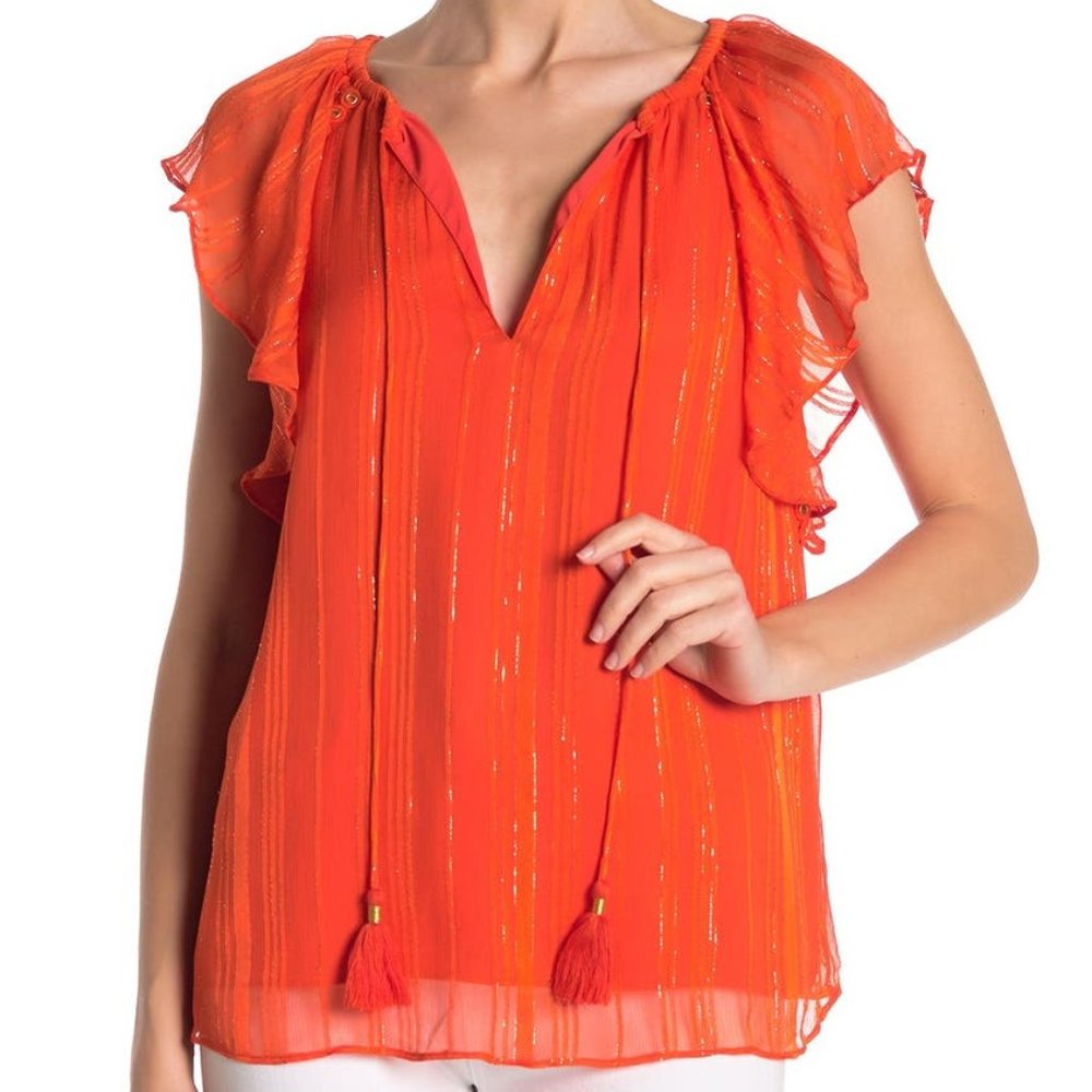 Ramy Brook Franky Metallic Stripe Top NWT
